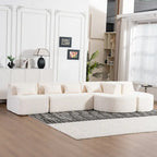 Gepolstertes Modulsofa mit 2 geschwungenen Chaiselongues und 5 Rückenkissen, frei kombinierbares Sofaset für das Wohnzimmer