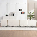 Gepolstertes Modulsofa mit 2 geschwungenen Chaiselongues und 5 Rückenkissen, frei kombinierbares Sofaset für das Wohnzimmer