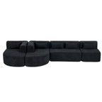 Gepolstertes Modulsofa mit 2 geschwungenen Chaiselongues und 5 Rückenkissen, frei kombinierbares Sofaset für das Wohnzimmer