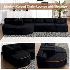 Gepolstertes Modulsofa mit 2 geschwungenen Chaiselongues und 5 Rückenkissen, frei kombinierbares Sofaset für das Wohnzimmer