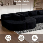 Gepolstertes Modulsofa mit 2 geschwungenen Chaiselongues und 5 Rückenkissen, frei kombinierbares Sofaset für das Wohnzimmer