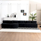Gepolstertes Modulsofa mit 2 geschwungenen Chaiselongues und 5 Rückenkissen, frei kombinierbares Sofaset für das Wohnzimmer