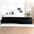 Gepolstertes Modulsofa mit 2 geschwungenen Chaiselongues und 5 Rückenkissen, frei kombinierbares Sofaset für das Wohnzimmer