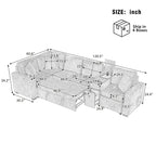 Chenille Ausziehbares Sektionssofa Schlafsofa Modulares Sektionssofa mit Kissen und 2 Becherhaltern für das Wohnzimmer