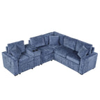 Chenille Ausziehbares Sektionssofa Schlafsofa Modulares Sektionssofa mit Kissen und 2 Becherhaltern für das Wohnzimmer