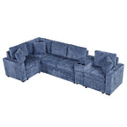 Chenille Ausziehbares Sektionssofa Schlafsofa Modulares Sektionssofa mit Kissen und 2 Becherhaltern für das Wohnzimmer