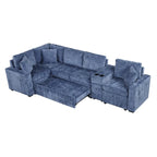 Chenille Ausziehbares Sektionssofa Schlafsofa Modulares Sektionssofa mit Kissen und 2 Becherhaltern für das Wohnzimmer
