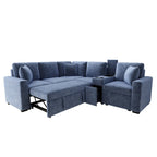 Chenille Ausziehbares Sektionssofa Schlafsofa Modulares Sektionssofa mit Kissen und 2 Becherhaltern für das Wohnzimmer