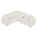 Chenille Ausziehbares Sektionssofa Schlafsofa Modulares Sektionssofa mit Kissen und 2 Becherhaltern für das Wohnzimmer