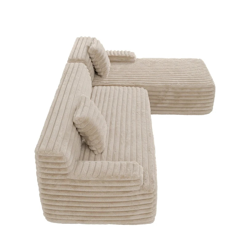 Cloud-Ecksofa, modernes Polstersofa mit 2 Wurfkissen, frei kombinierbares Sofa, modulares L-förmiges Ecksofa