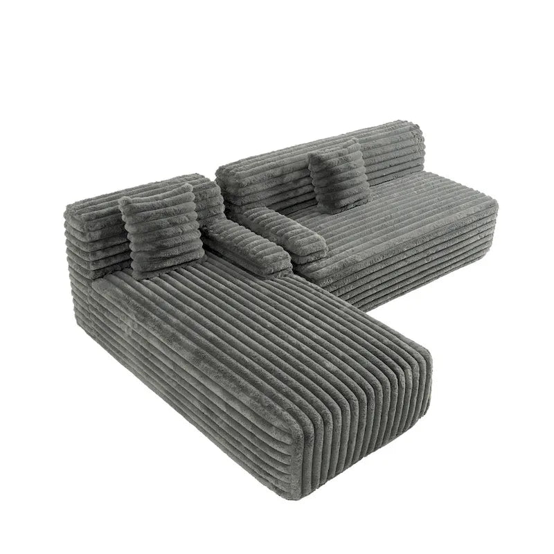 Cloud-Ecksofa, modernes Polstersofa mit 2 Wurfkissen, frei kombinierbares Sofa, modulares L-förmiges Ecksofa