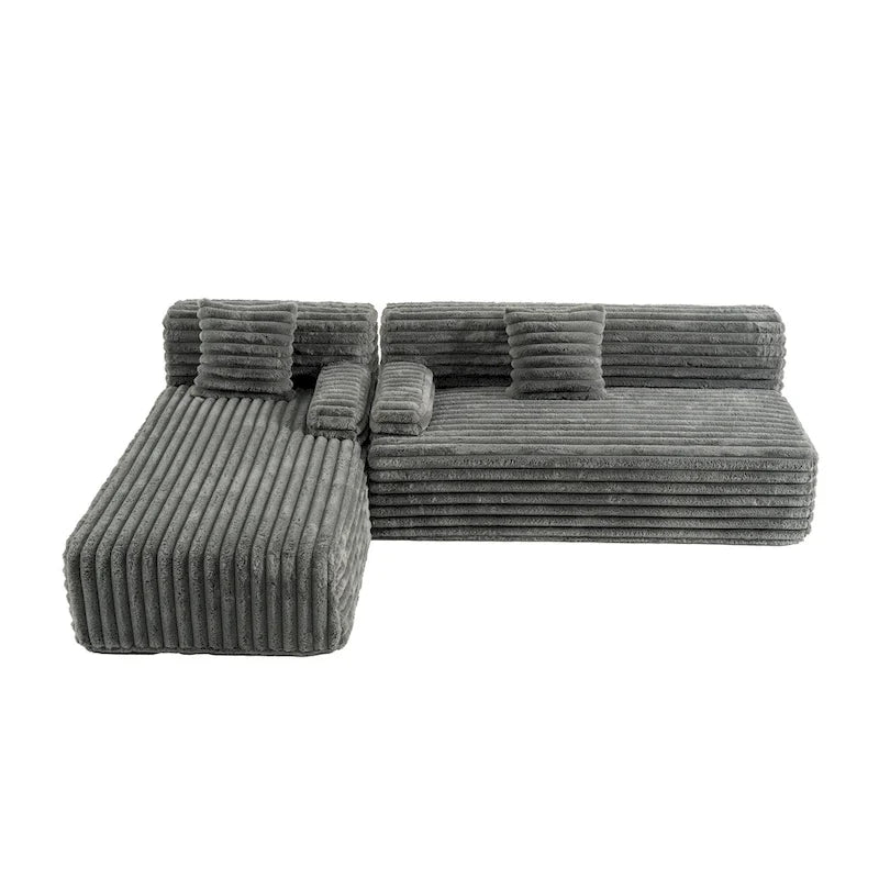Cloud-Ecksofa, modernes Polstersofa mit 2 Wurfkissen, frei kombinierbares Sofa, modulares L-förmiges Ecksofa
