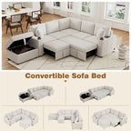 84.7 Chenille Schlafsofa mit Stauraum & USB-Anschlüssen