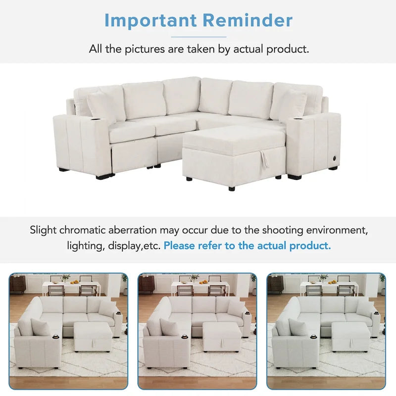 84.7 Chenille Schlafsofa mit Stauraum & USB-Anschlüssen