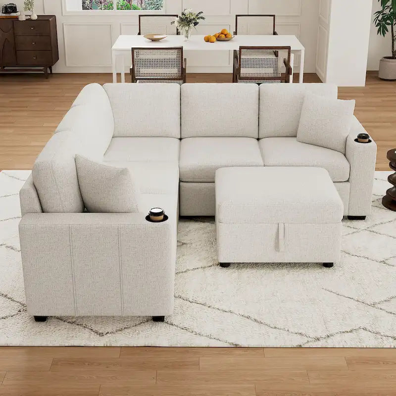 84.7 Chenille Schlafsofa mit Stauraum & USB-Anschlüssen