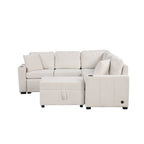 84.7 Chenille Schlafsofa mit Stauraum & USB-Anschlüssen