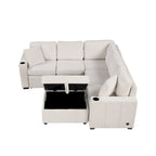 84.7 Chenille Schlafsofa mit Stauraum & USB-Anschlüssen