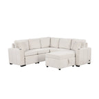 84.7 Chenille Schlafsofa mit Stauraum & USB-Anschlüssen