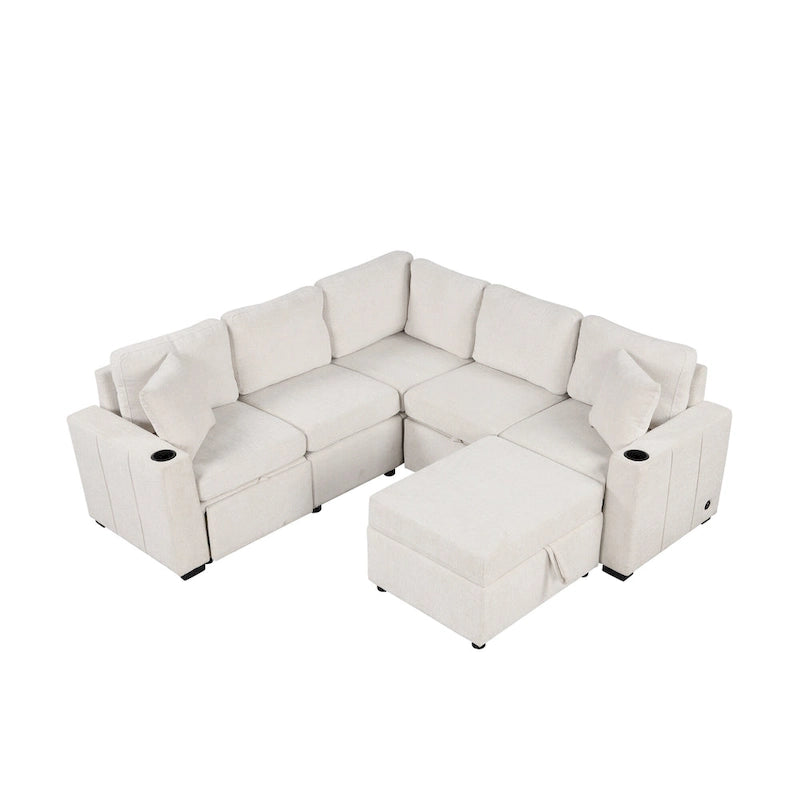 84.7 Chenille Schlafsofa mit Stauraum & USB-Anschlüssen
