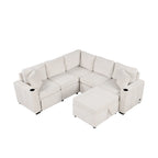 84.7 Chenille Schlafsofa mit Stauraum & USB-Anschlüssen