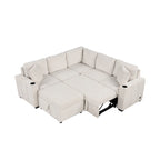 84.7 Chenille Schlafsofa mit Stauraum & USB-Anschlüssen