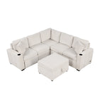 84.7 Chenille Schlafsofa mit Stauraum & USB-Anschlüssen