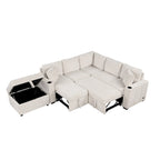 84.7 Chenille Schlafsofa mit Stauraum & USB-Anschlüssen