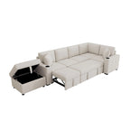 84.7 Chenille Schlafsofa mit Stauraum & USB-Anschlüssen