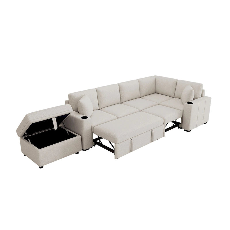 84.7 Chenille Schlafsofa mit Stauraum & USB-Anschlüssen