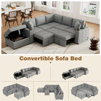 84.7 Chenille Schlafsofa mit Stauraum & USB-Anschlüssen