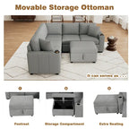 84.7 Chenille Schlafsofa mit Stauraum & USB-Anschlüssen