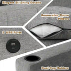84.7 Chenille Schlafsofa mit Stauraum & USB-Anschlüssen