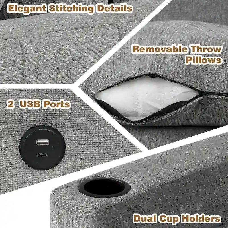 84.7 Chenille Schlafsofa mit Stauraum & USB-Anschlüssen