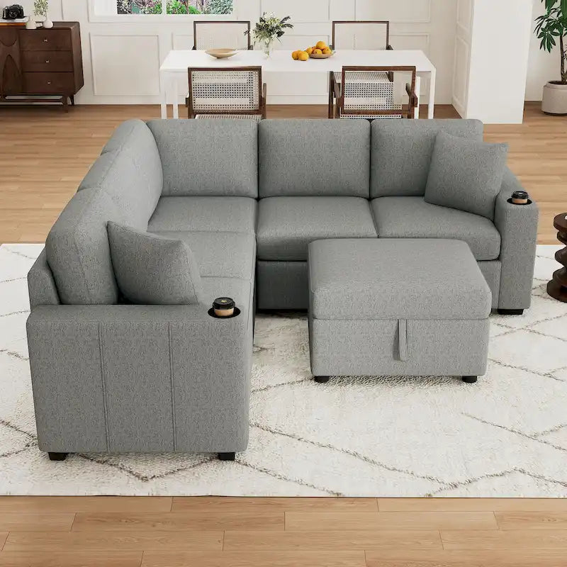 84.7 Chenille Schlafsofa mit Stauraum & USB-Anschlüssen