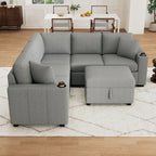 84.7 Chenille Schlafsofa mit Stauraum & USB-Anschlüssen