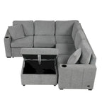 84.7 Chenille Schlafsofa mit Stauraum & USB-Anschlüssen