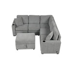 84.7 Chenille Schlafsofa mit Stauraum & USB-Anschlüssen