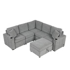 84.7 Chenille Schlafsofa mit Stauraum & USB-Anschlüssen