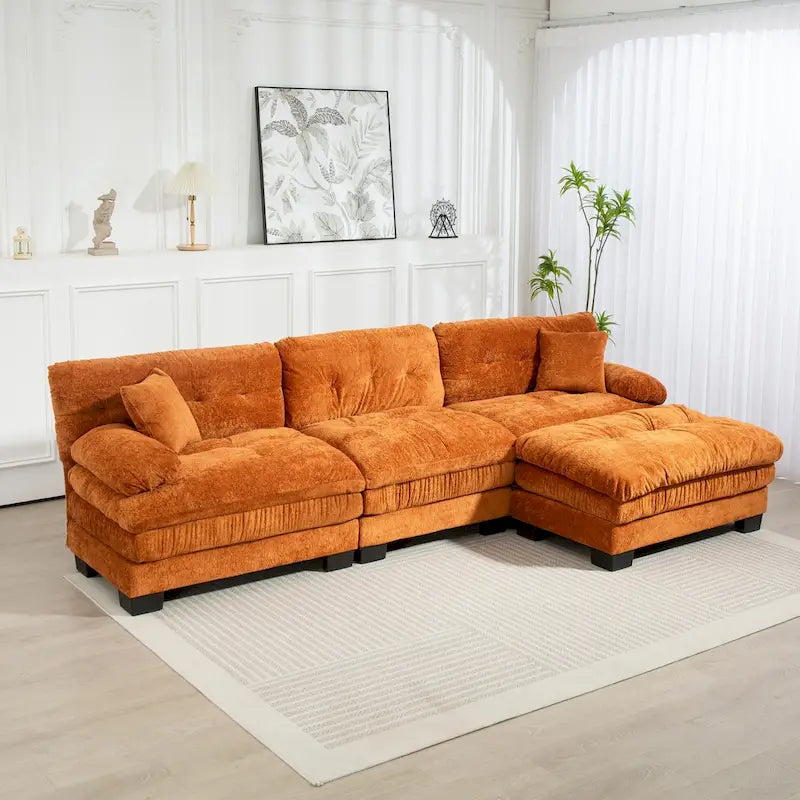 120,87 Chenille L-förmiges Schlafsofa mit Ottomane