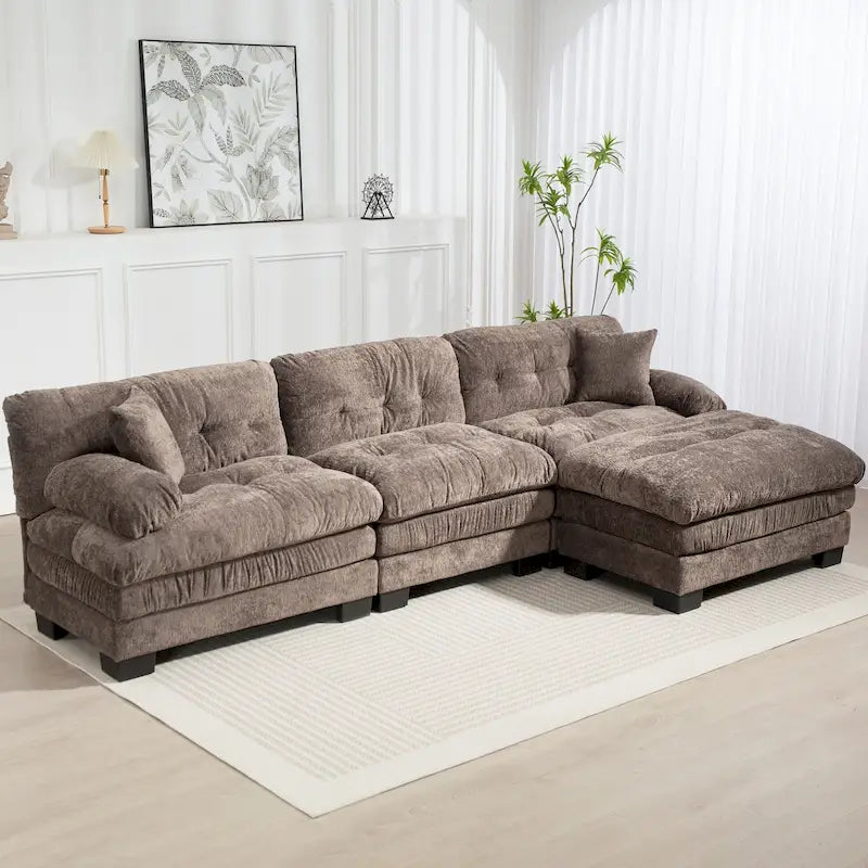120,87 Chenille L-förmiges Schlafsofa mit Ottomane