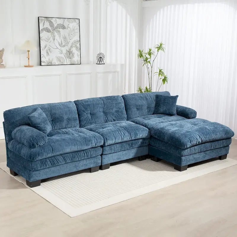 120,87 Chenille L-förmiges Schlafsofa mit Ottomane