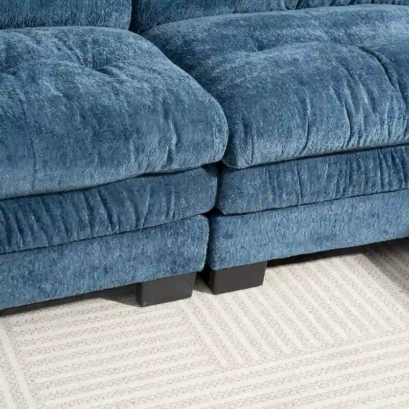 120,87 Chenille L-förmiges Schlafsofa mit Ottomane