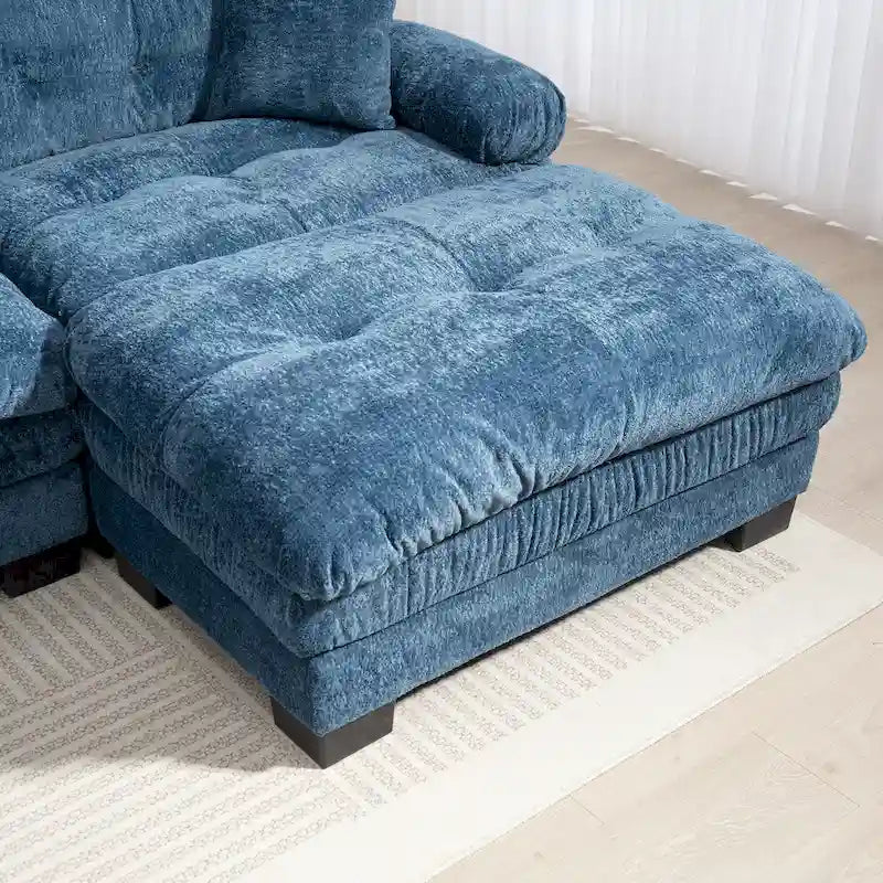 120,87 Chenille L-förmiges Schlafsofa mit Ottomane