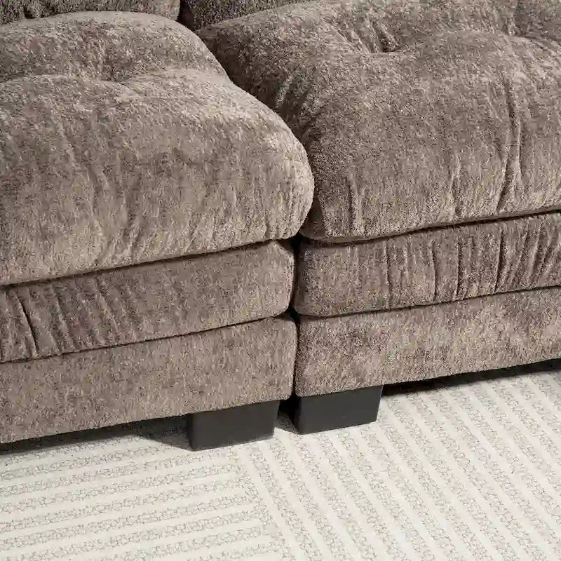 120,87 Chenille L-förmiges Schlafsofa mit Ottomane