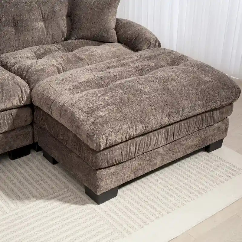 120,87 Chenille L-förmiges Schlafsofa mit Ottomane
