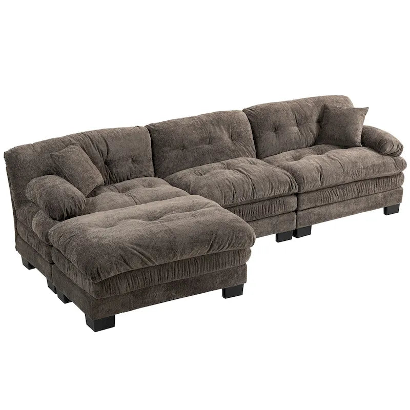 120,87 Chenille L-förmiges Schlafsofa mit Ottomane