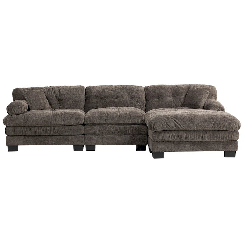 120,87 Chenille L-förmiges Schlafsofa mit Ottomane