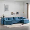 136 U-förmiges Chenille-Ecksofa mit zwei Ottomanen