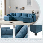 136 U-förmiges Chenille-Ecksofa mit zwei Ottomanen