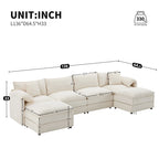 136 U-förmiges Chenille-Ecksofa mit zwei Ottomanen